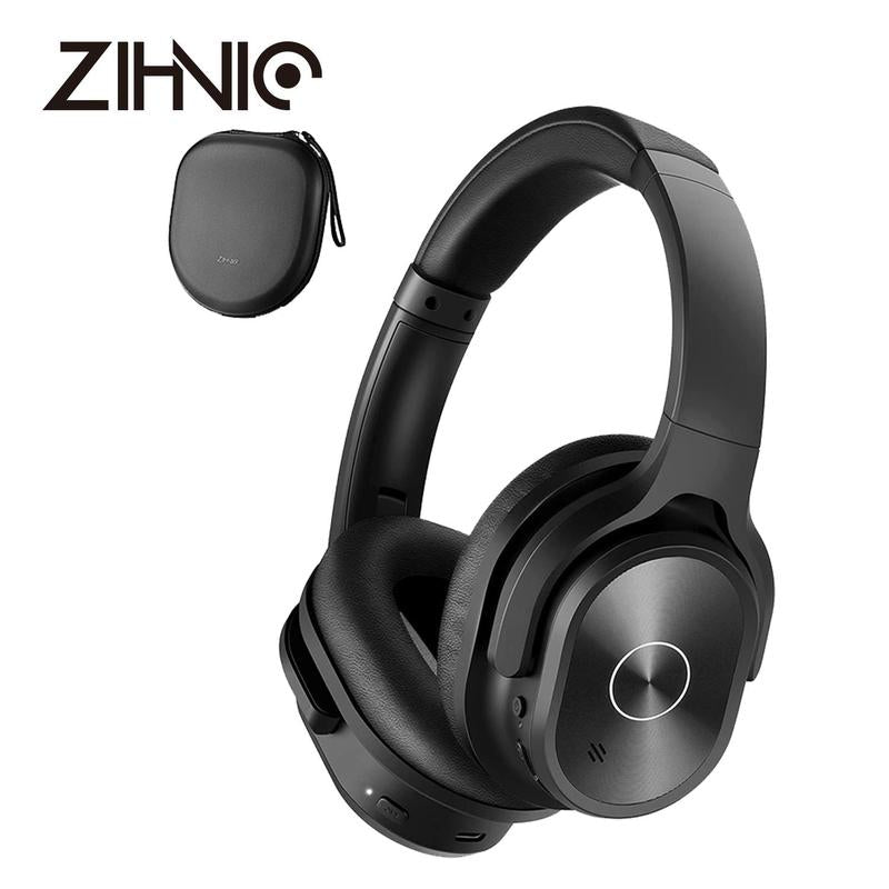 ZIHNIC PN9 Wireless Active Noise Cancelling Headphones - Waterproof, Long Battery Life, Adjustable Audio, Built-In Microphone, Foldable Red Gaming Headset