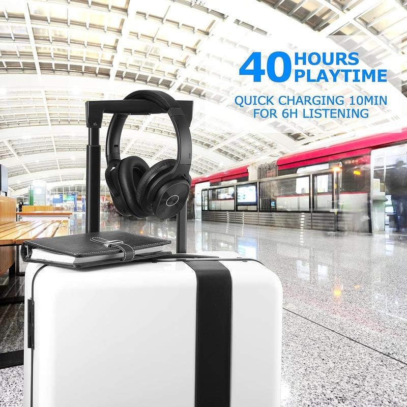 ZIHNIC PN9 Wireless Active Noise Cancelling Headphones - Waterproof, Long Battery Life, Adjustable Audio, Built-In Microphone, Foldable Red Gaming Headset