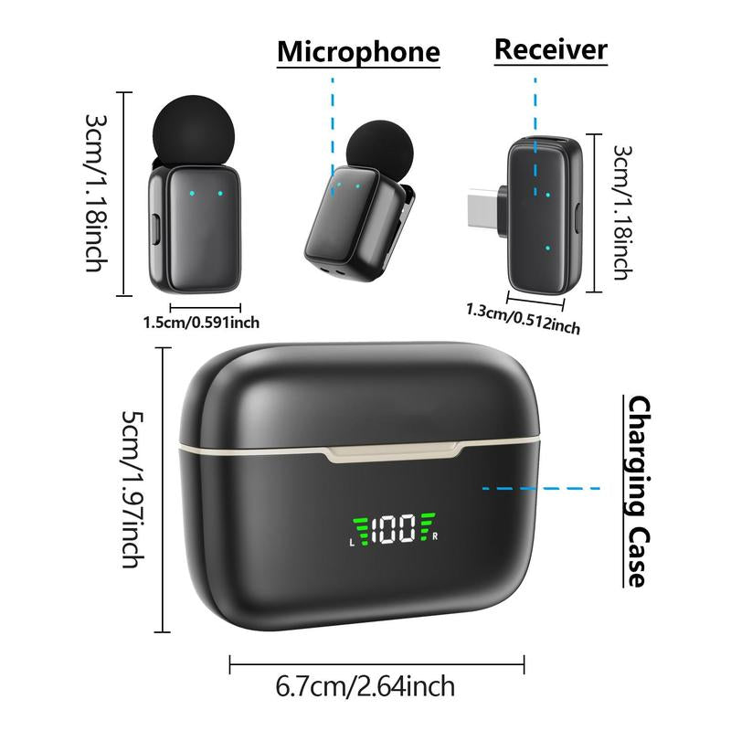 HITOZON Professional Wireless Lavalier Microphone for Smartphones,Plug-Play Lapel Mic with Innovative Al Voice Changing,Smart Noise Cancellation,Wireless Lapel Mic with Charging Case for Live Streaming,Interview,Podcast,Vlog