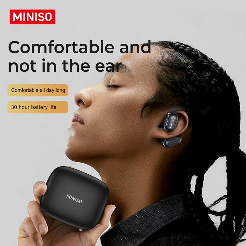 MINISO OWS Bluetooth Earphones, Digital Battery Display, Wireless Headset Headphones, IPX5 Waterproof & Sweatproof, Bluetooth for Gym, Traveling Gadgets, Gift Ideas for Men & Women