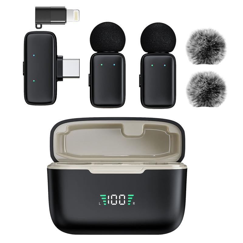 HITOZON Professional Wireless Lavalier Microphone for Smartphones,Plug-Play Lapel Mic with Innovative Al Voice Changing,Smart Noise Cancellation,Wireless Lapel Mic with Charging Case for Live Streaming,Interview,Podcast,Vlog