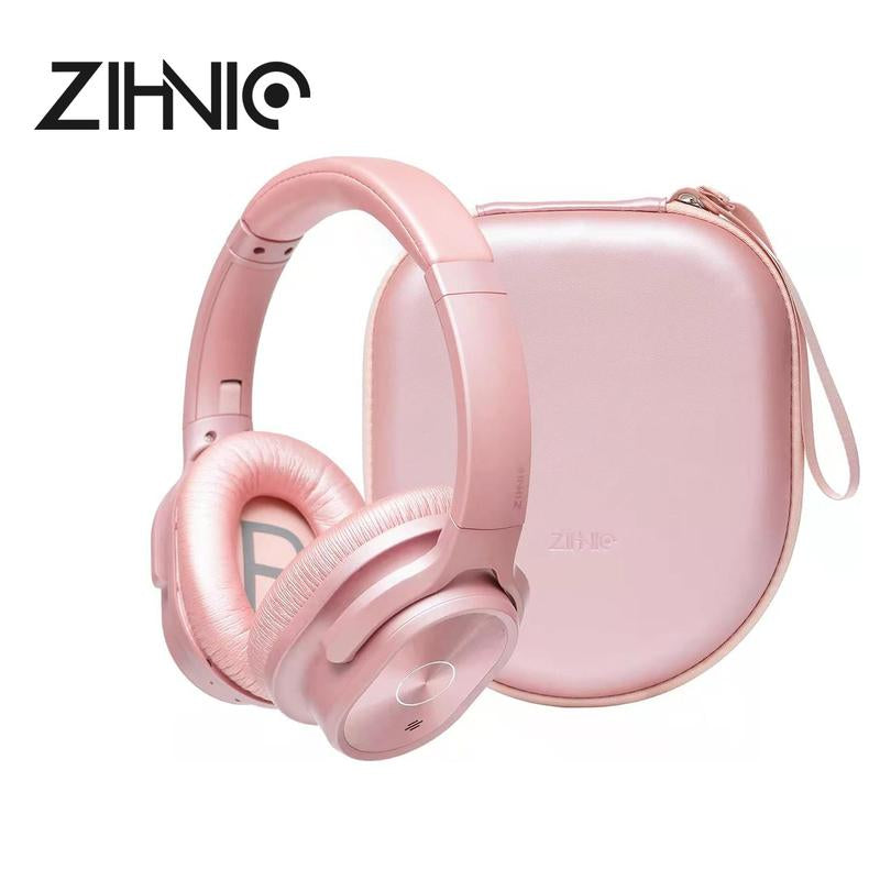 ZIHNIC PN9 Wireless Active Noise Cancelling Headphones - Waterproof, Long Battery Life, Adjustable Audio, Built-In Microphone, Foldable Red Gaming Headset