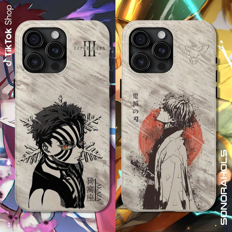 Demon Slayer Akaza & Zenitsu Phone Case - Retro Manga Design for iPhone 17 Pro Max
