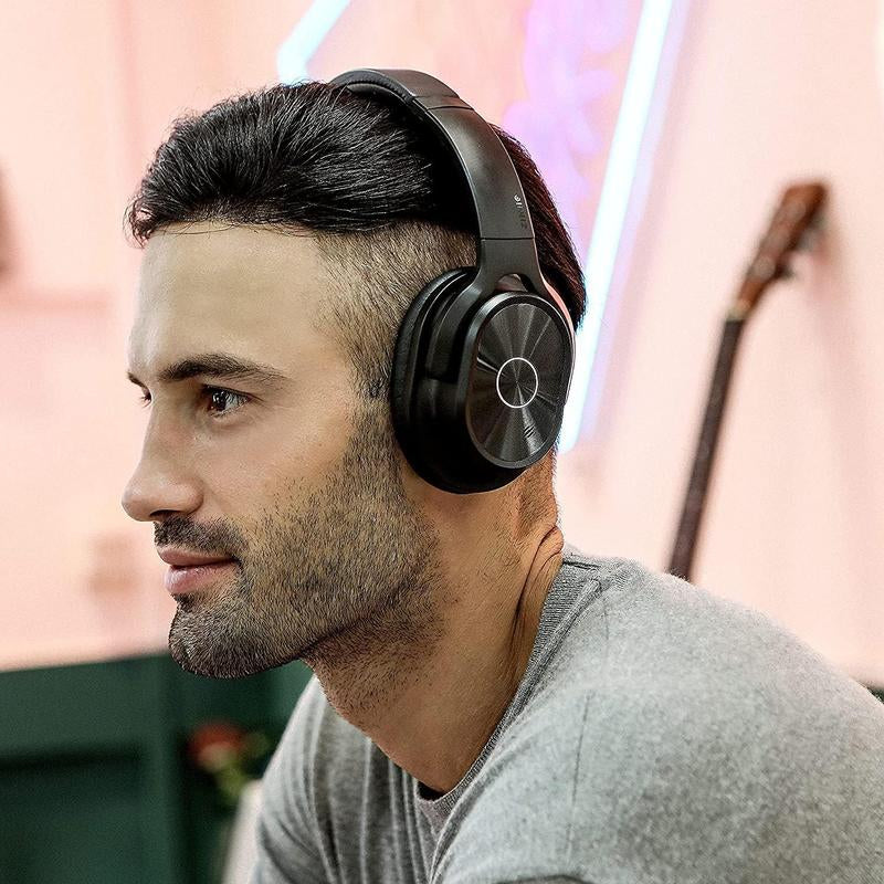 ZIHNIC PN9 Wireless Active Noise Cancelling Headphones - Waterproof, Long Battery Life, Adjustable Audio, Built-In Microphone, Foldable Red Gaming Headset