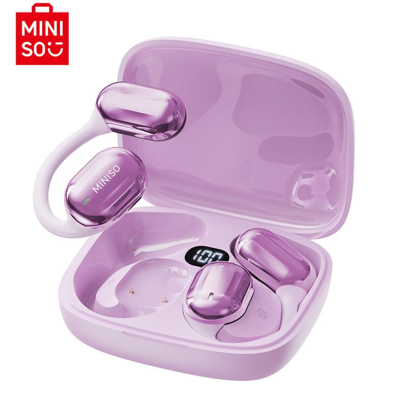 MINISO OWS Bluetooth Earphones, Digital Battery Display, Wireless Headset Headphones, IPX5 Waterproof & Sweatproof, Bluetooth for Gym, Traveling Gadgets, Gift Ideas for Men & Women
