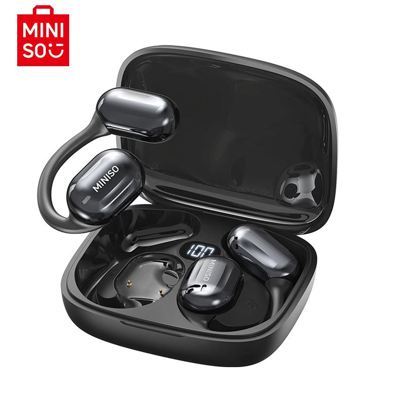 MINISO OWS Bluetooth Earphones, Digital Battery Display, Wireless Headset Headphones, IPX5 Waterproof & Sweatproof, Bluetooth for Gym, Traveling Gadgets, Gift Ideas for Men & Women