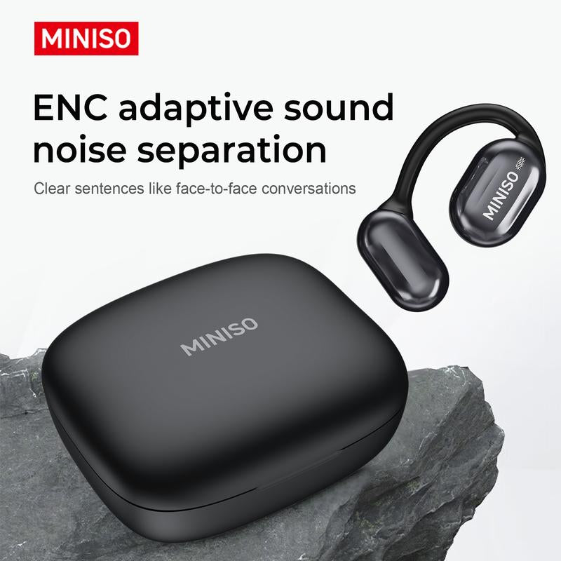 MINISO OWS Bluetooth Earphones, Digital Battery Display, Wireless Headset Headphones, IPX5 Waterproof & Sweatproof, Bluetooth for Gym, Traveling Gadgets, Gift Ideas for Men & Women
