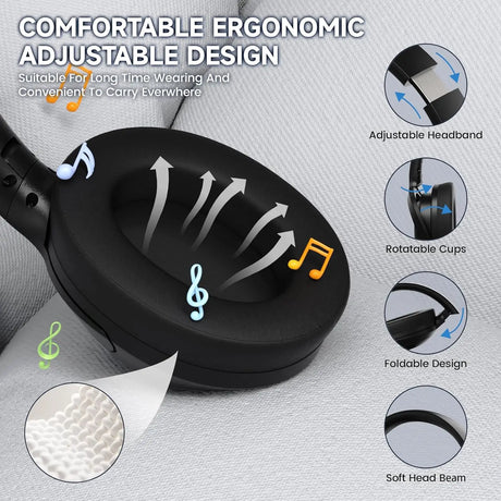 G300 Wireless Bluetooth Headphone with ENC Noise Cancellation, Rechageable over Ear Headset, 3.5MM Audio Jack