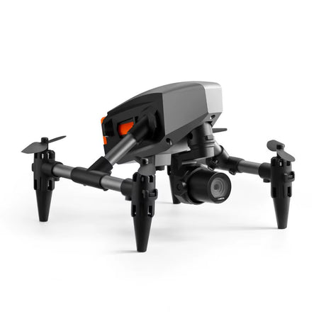 Remote control drone showing foldable alloy frame and compact design