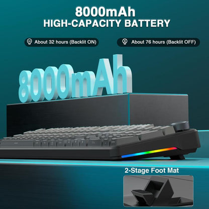 AULA F108 PRO Wireless Mechanical Gaming Keyboard - Full Size, 8000mAh Battery, RGB Backlit, Hot Swappable PBT Keycaps