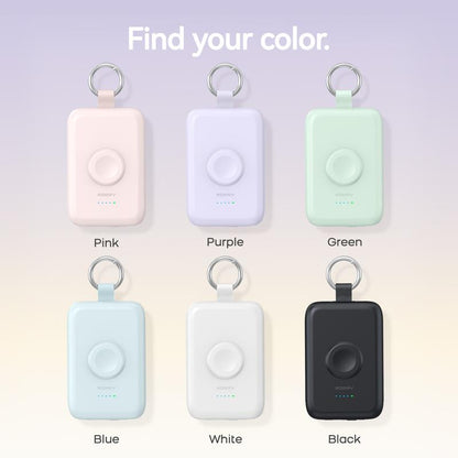 RORRY Portable Charger 10000Mah PD 20W Fast Charging Multifunctional Power Bank with Built-In Cables for Apple Watch & Iphone Compact Keychain Design Gift Idea