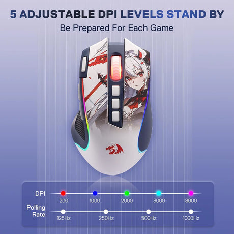 M612AK PRO RGB Gaming Mouse 8000 DPI Wired/Wireless Optical Mouse 9 Programmable Buttons 7 Backlit Modes