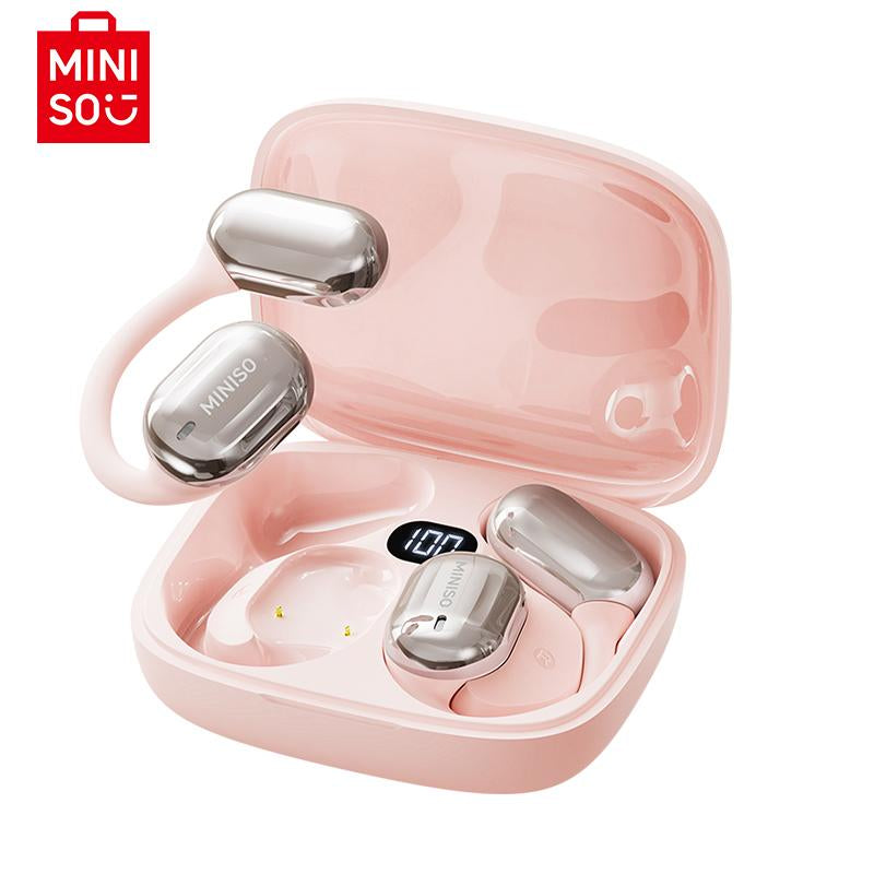 MINISO OWS Bluetooth Earphones, Digital Battery Display, Wireless Headset Headphones, IPX5 Waterproof & Sweatproof, Bluetooth for Gym, Traveling Gadgets, Gift Ideas for Men & Women