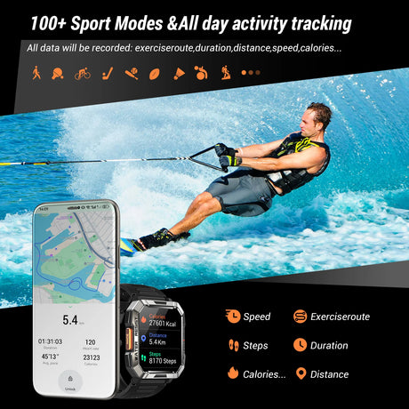 New Smart Watch 2.01'' HD Display Outdoor Men'S Watches with Emergency Lighting Bluetooth Call Waterproof Smartwatch