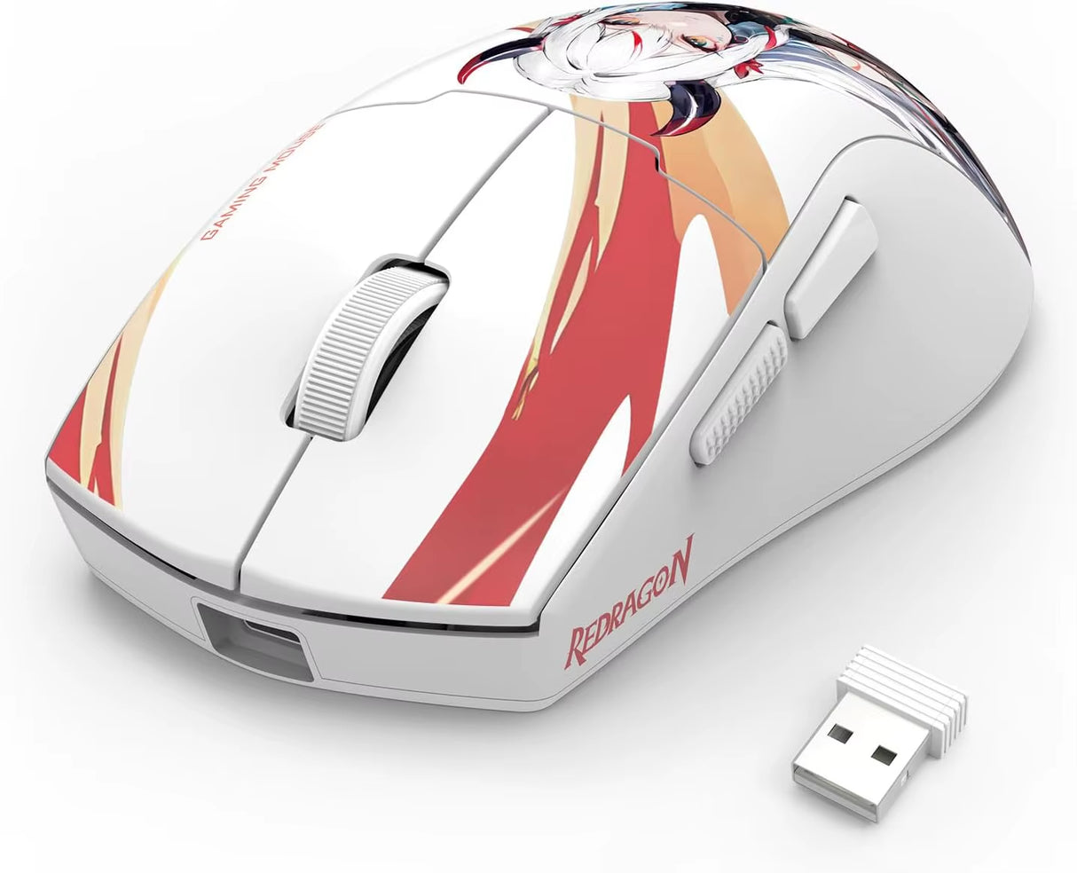 M918AK 3-Mode Wireless Gaming 55G Lightweight 26K DPI Ergonomic Natural Grip Build Mouse, White