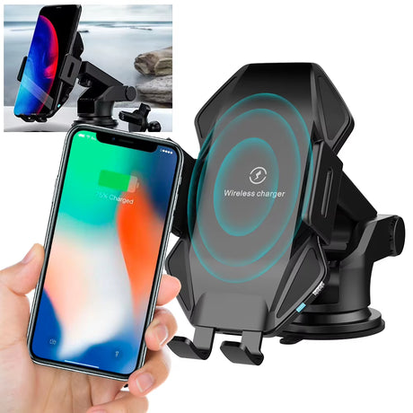 15W Fast Charging Phone Mount Wireless Car Charger Dashboard Phone Support Auto Clamping for Iphone 15 14 Samsung Galaxy S23 S22