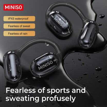 MINISO OWS Bluetooth Earphones, Digital Battery Display, Wireless Headset Headphones, IPX5 Waterproof & Sweatproof, Bluetooth for Gym, Traveling Gadgets, Gift Ideas for Men & Women