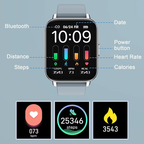 Smart Watch, Fitness Tracker 1.69" Touch Screen Smartwatch Fitness Watch Heart Rate Monitor/Pedometer/Sleep Monitor.