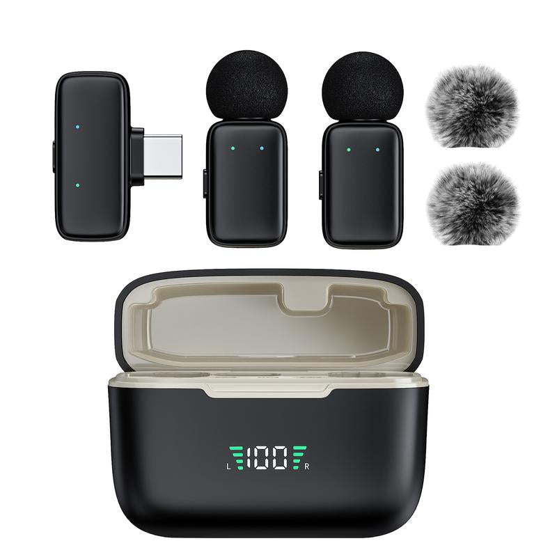 HITOZON Professional Wireless Lavalier Microphone for Smartphones,Plug-Play Lapel Mic with Innovative Al Voice Changing,Smart Noise Cancellation,Wireless Lapel Mic with Charging Case for Live Streaming,Interview,Podcast,Vlog