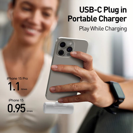 Capsule Portable Charger 4500Mah Power Banks :External Battery Pack for Iphone All Models, Samsung S24/23, Android