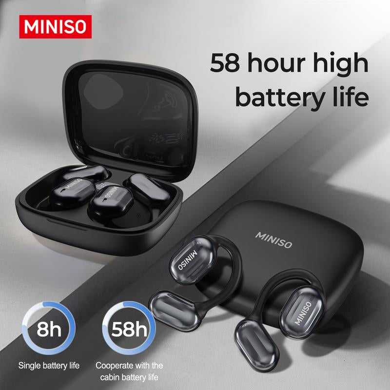 MINISO OWS Bluetooth Earphones, Digital Battery Display, Wireless Headset Headphones, IPX5 Waterproof & Sweatproof, Bluetooth for Gym, Traveling Gadgets, Gift Ideas for Men & Women