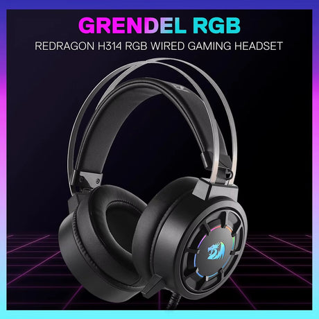H314 RGB Gaming Headset - Wired Computer Headset with 40Mm Drivers, USB Connection, Lightweight Design, and Soft PU Lea