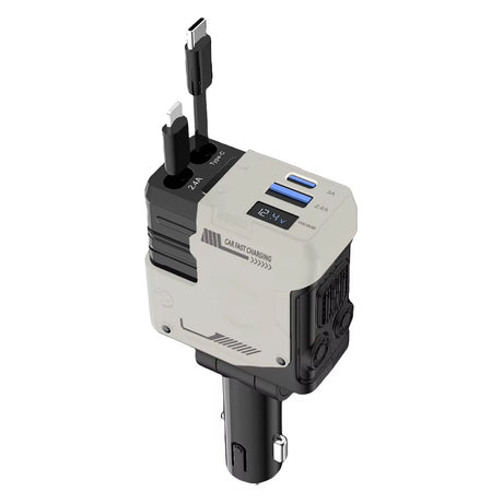 4-in-1 retractable 120W car charger with dual USB-C ports