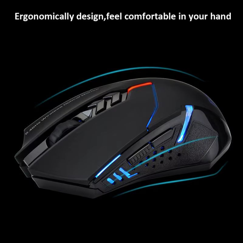 ET X-08 2000DPI Adjustable 7Button 2.4G Wireless Gaming Mouse Professional Wireless Gaming Mouse for Gamer Mute LED Mice for PC