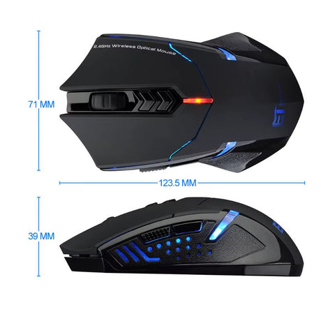 ET X-08 2000DPI Adjustable 7Button 2.4G Wireless Gaming Mouse Professional Wireless Gaming Mouse for Gamer Mute LED Mice for PC