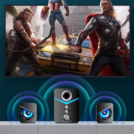 Computer Speakers System Stereo Bass Subwoofer for Desktop Laptop USB Wired Desktop PC Speaker with RGB LED Light 3.5Mm Jack