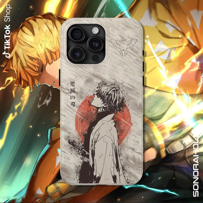 Demon Slayer Akaza & Zenitsu Phone Case - Retro Manga Design for iPhone 17 Pro Max