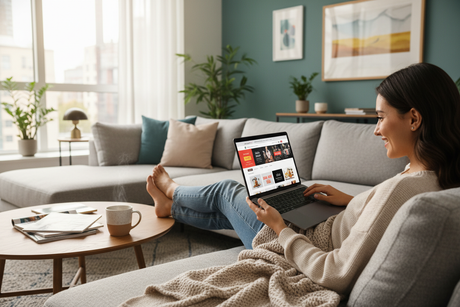 browsing for deals at home