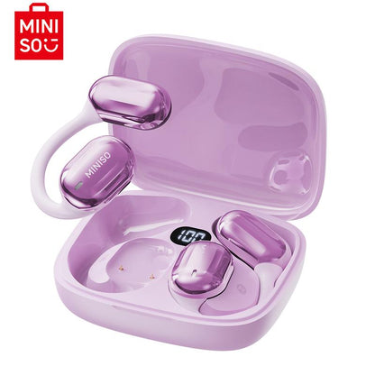 MINISO OWS Bluetooth Earphones, Digital Battery Display, Wireless Headset Headphones, IPX5 Waterproof & Sweatproof, Bluetooth for Gym, Traveling Gadgets, Gift Ideas for Men & Women