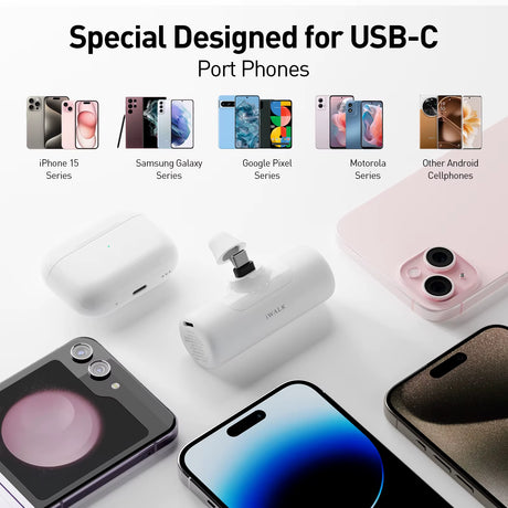 Capsule Portable Charger 4500Mah Power Banks :External Battery Pack for Iphone All Models, Samsung S24/23, Android