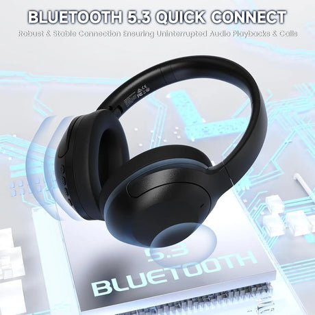 G300 Wireless Bluetooth Headphone with ENC Noise Cancellation, Rechageable over Ear Headset, 3.5MM Audio Jack