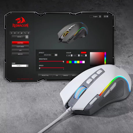M612 RGB Gaming 8000 DPI Wired Optical Gamer Mouse 9 Programmable Buttons & 5 Backlit Modes