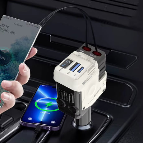 120W fast car phone charger with built-in digital display